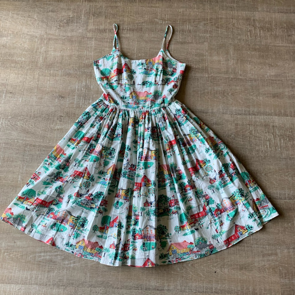 Bernie Dexter Womens Retro Chelsea Dress M Pinup USA Fit & Flare rockabilly vtg - Picture 14 of 14